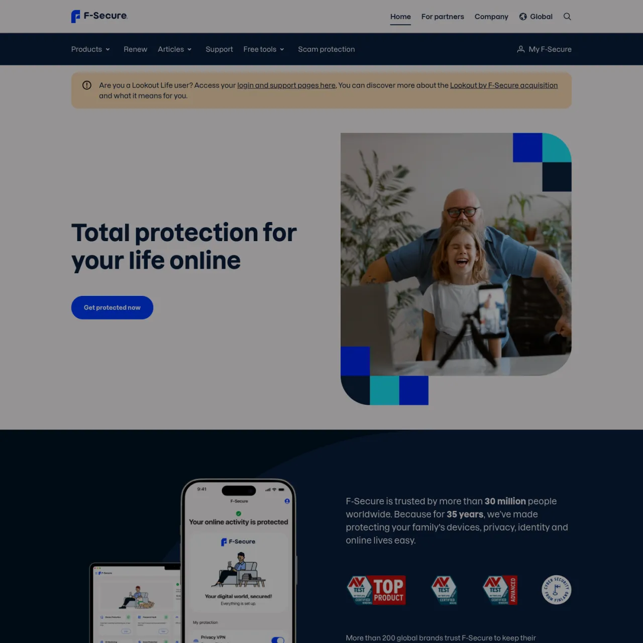 F‑Secure インターネット セキュリティは、信頼性の高いインターネット セキュリティ ソリューションの最も重要な機能を提供します。ウイルスやランサムウェアに対する保護と無料のカスタマー サポート