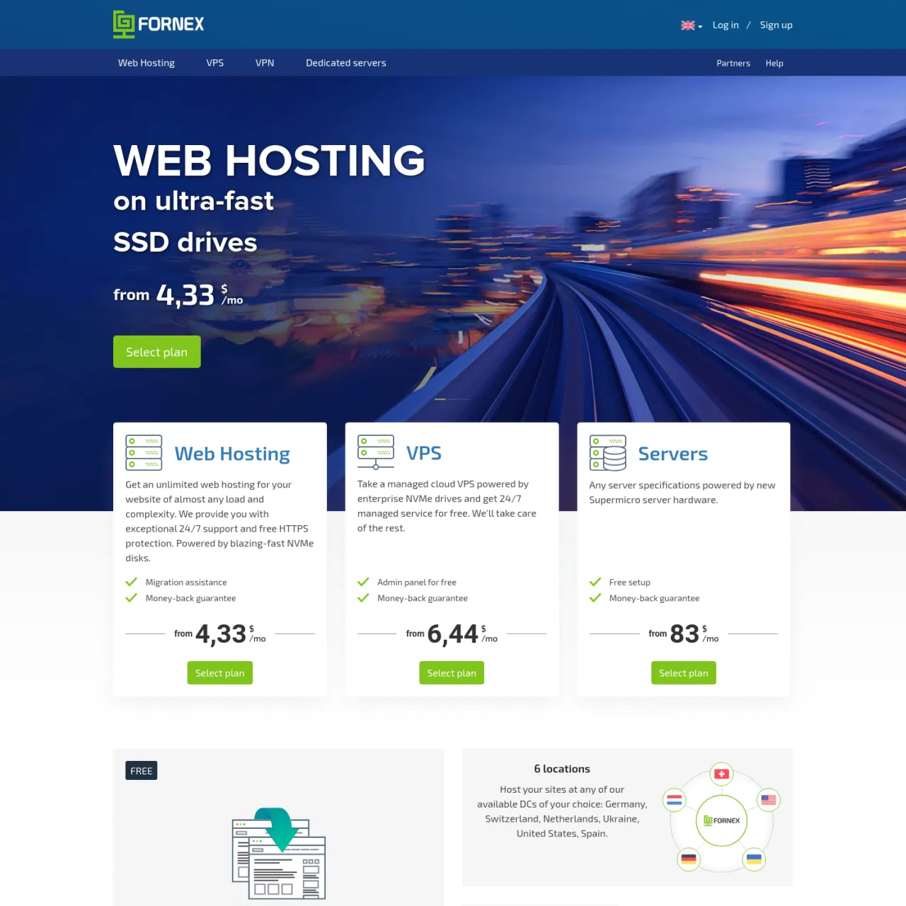 FORNEX は信頼性の高い VPS ホスティング サービスと安定したサーバーです。あらゆる種類の Web サイトに適した高速 SSD/NVMe ディスク。無料のサービスを提供するアシスタントのチーム