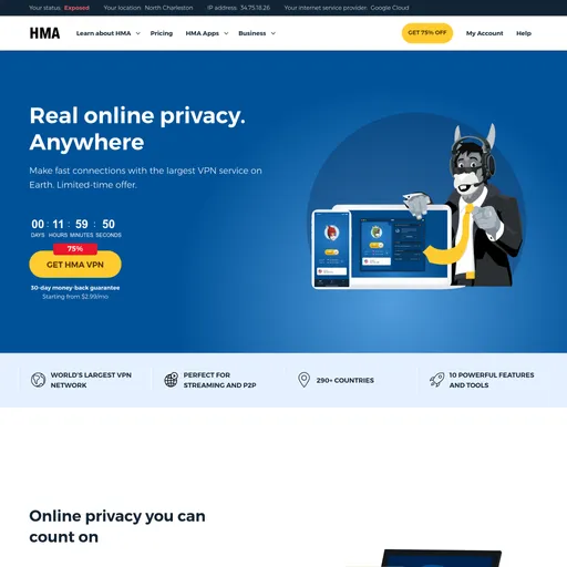 Hidemyass VPN サービスは、世界中の Web サイトへのセキュリティとアクセスを提供します。強力な機能とツールにより、さまざまな形の攻撃から個人データを確実に保護します。