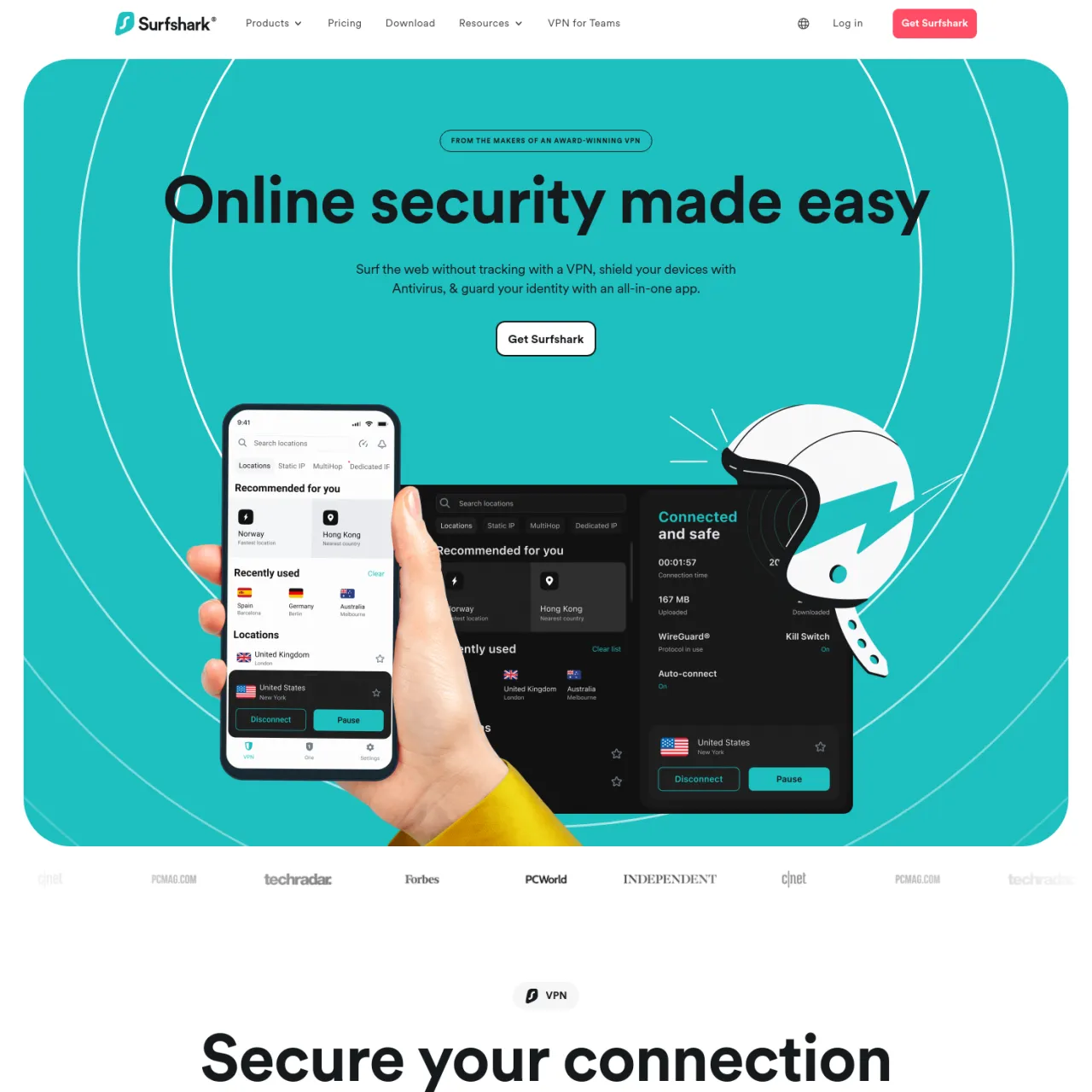 Surfshark は、VPN ウイルス対策アラート検索エンジンなどを含むオンライン保護ツールを月額 4.98 ドルから提供しています。高度な暗号化を備えた無制限のデバイスとデータを提供します。