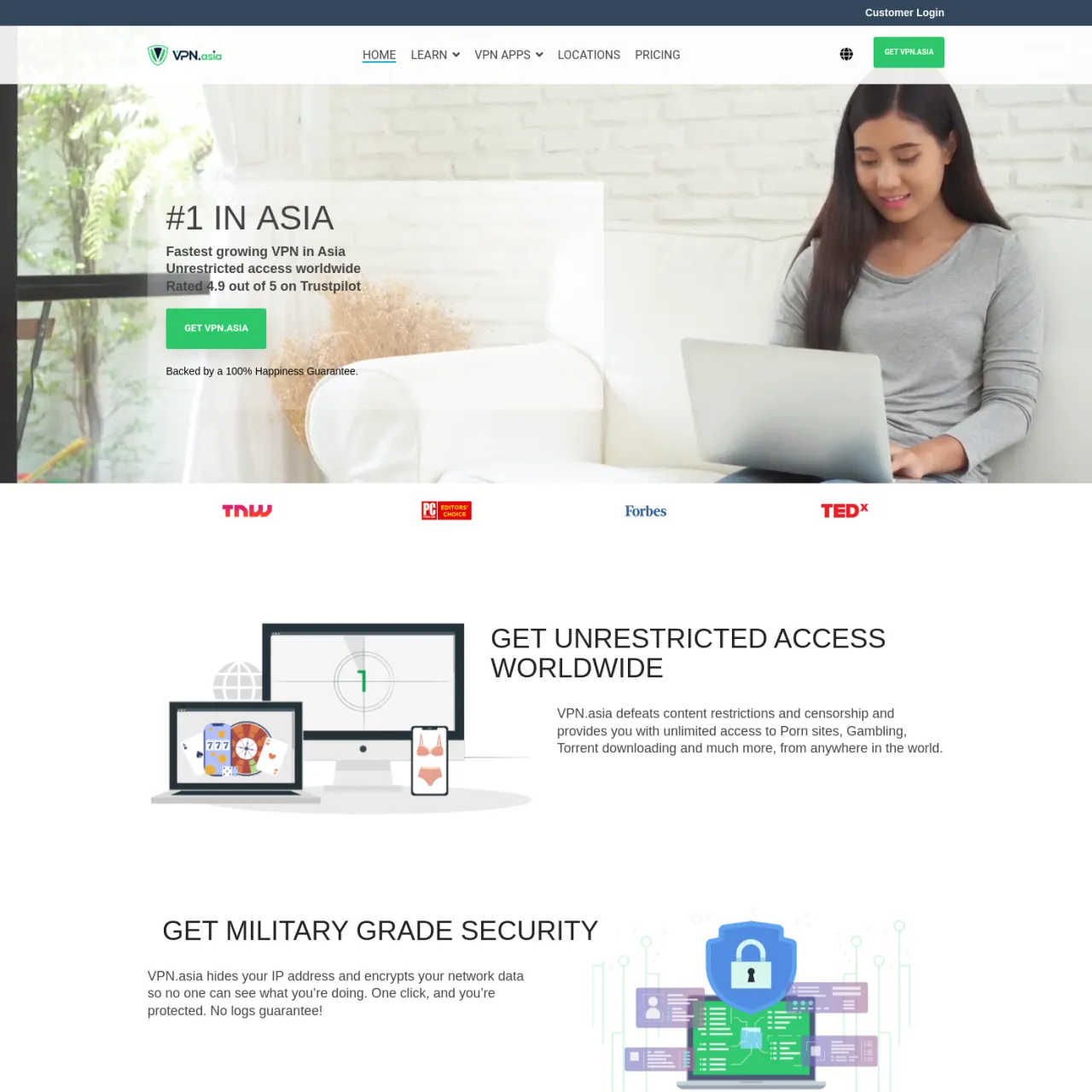 VPN.asia は、あらゆる Web サイトへの高速かつ匿名のアクセスを提供します。世界的なコンテンツ制限を克服することで、ユーザーはポルノ ギャンブルなどのさまざまな Web サイトにアクセスでき