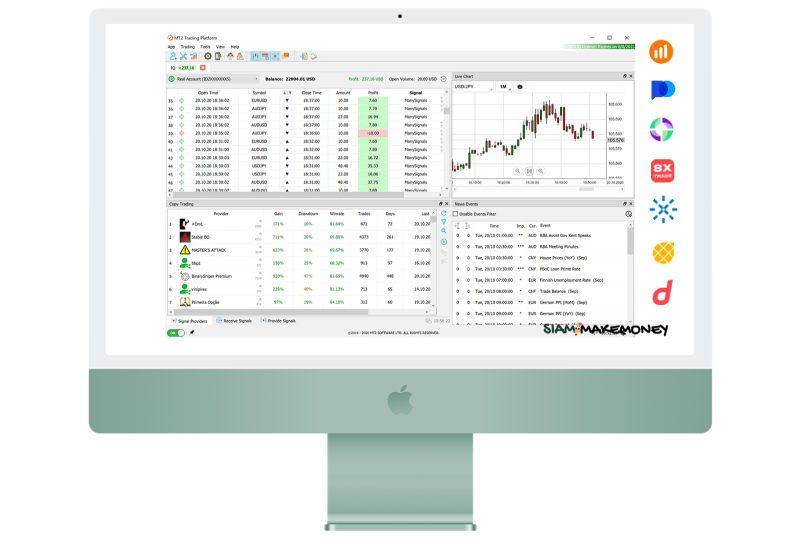 แพลตฟอร์มการซื้อขายอัตโนมัติที่เชื่อมต่อกับ MetaTrader 4/5 เพื่อทำกำไรจาก Binary Options โดยใช้สัญญาณจากอินดิเคเตอร์หรือคัดลอกสัญญาณจากนักเทรดยอดนิยมแบบเรียลไทม์ รองรับโบรกเกอร์ชั้นนำหลายราย